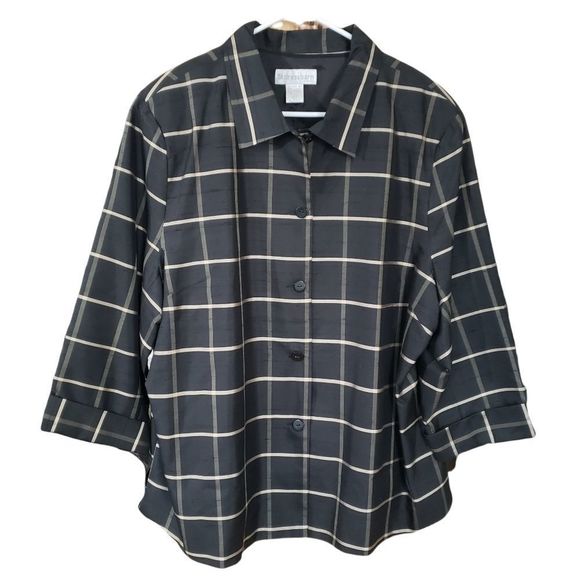 DRESSBARN Pure Silk Window Pane Jacket Size 2X - Picture 4 of 11